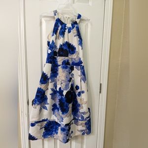 Eliza J Blue and White Floral Midi Dress